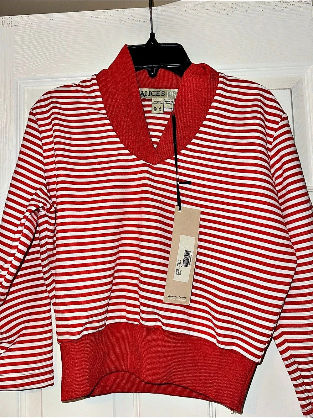 Alice's Pig AP071 Red Orange & White Striped Sweater Set Size 4 NWT